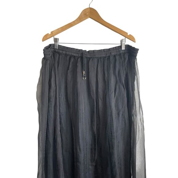 GoldStar Women Maxi Skirt Black Chiffon Overlay Adjustable Whimsigoth Fairy Y2K - Picture 6 of 13